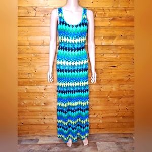 ♥️ NWOT color sivatch maxi tank dress geometric stretch long bodycon  Size M